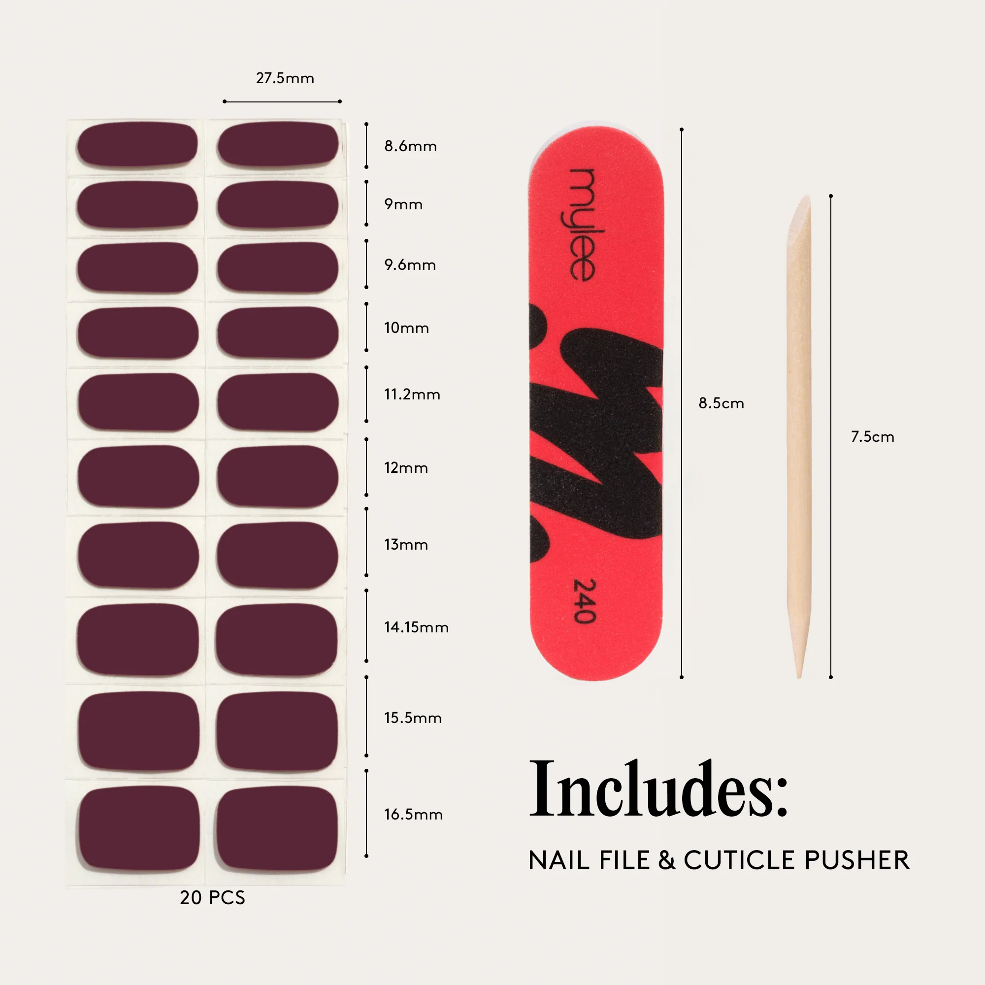 Mylee Gel Nail Wraps - Cherry Noir - Image 8