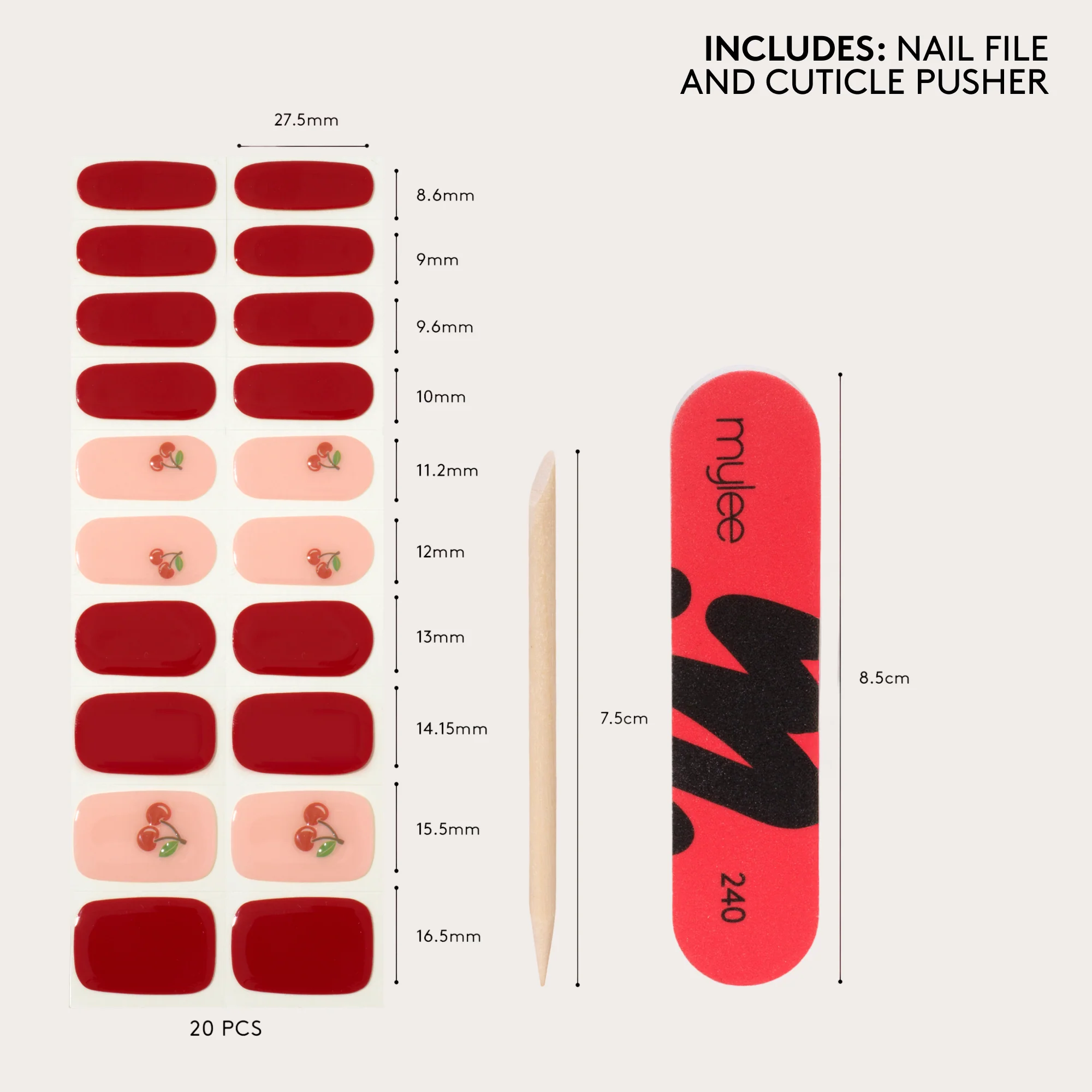 Mylee Gel Nail Wraps - Cherry-Picked - Image 7