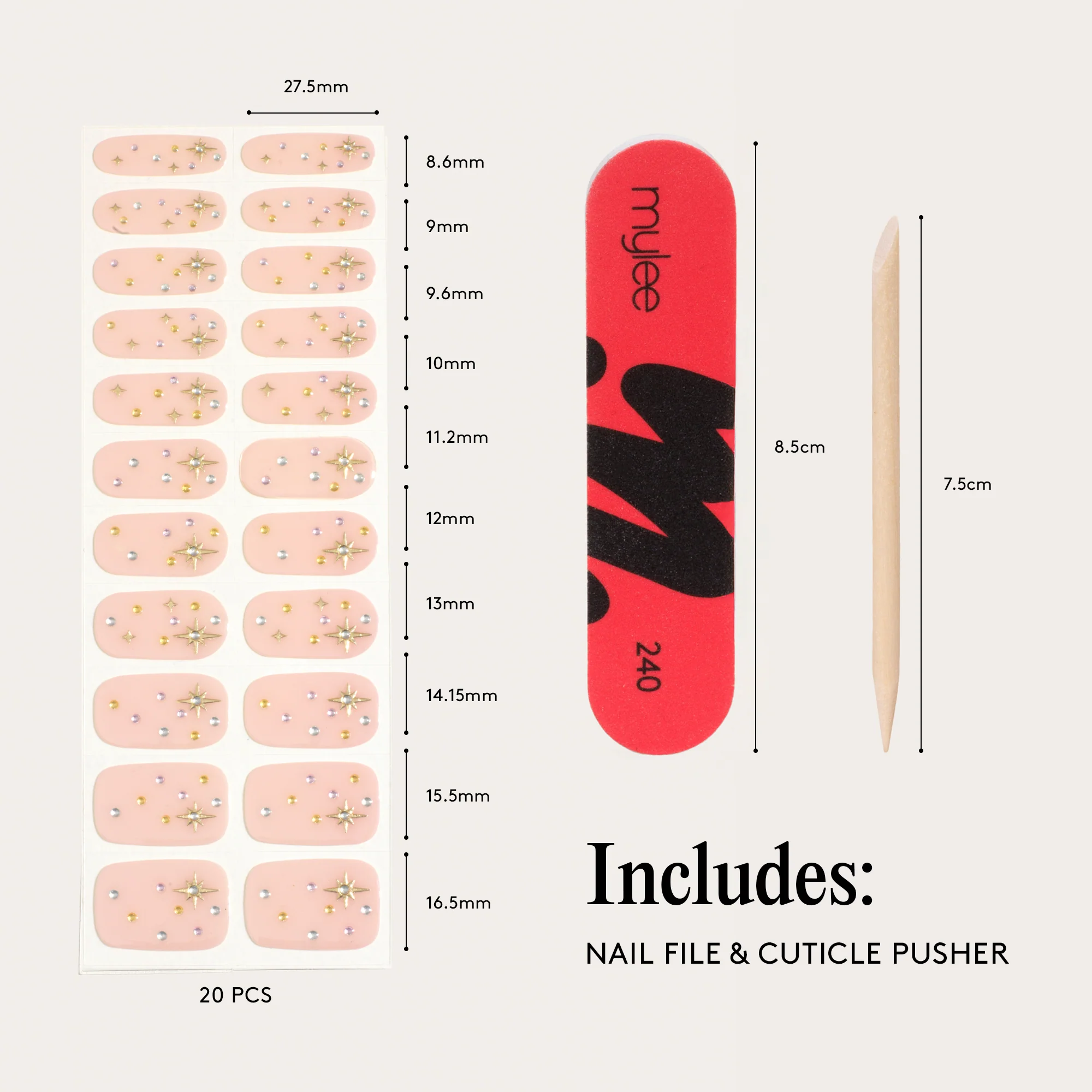 Mylee Gel Nail Wraps - Pink Champers - Image 10