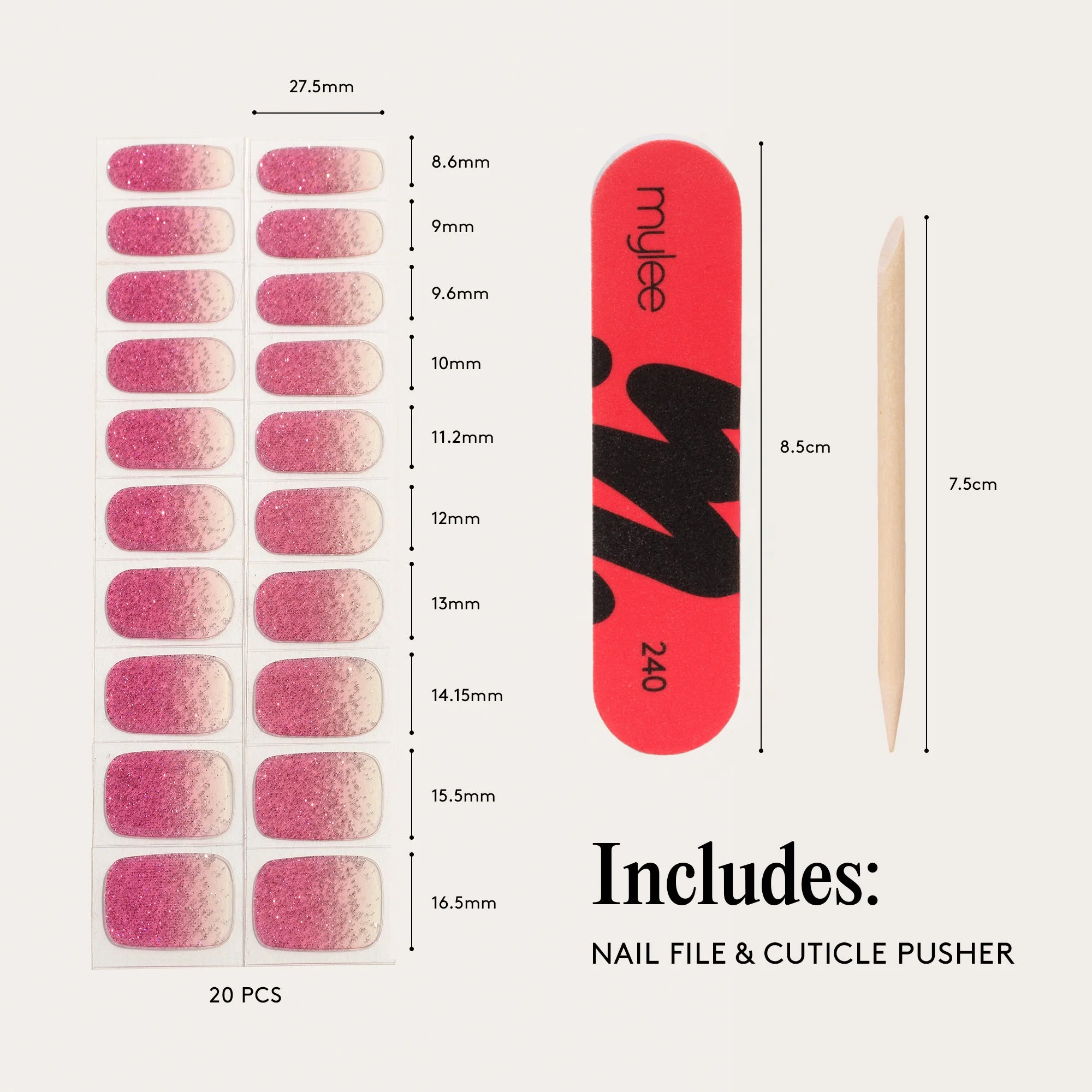 Mylee Gel Nail Wraps - Pink Stardust - Image 10