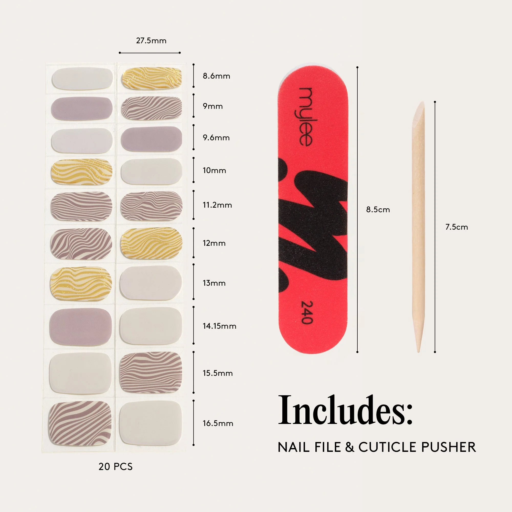 Mylee Gel Nail Wraps - Silver Safari - Image 8